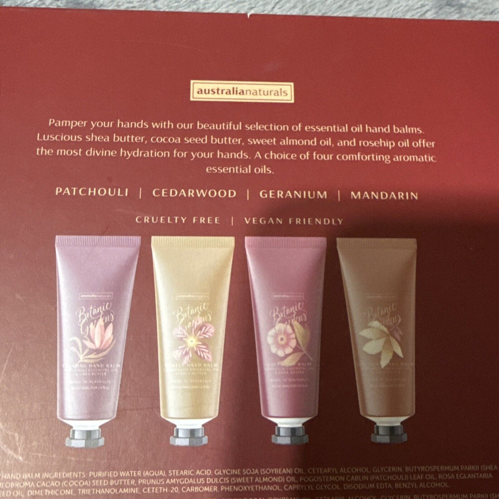 Australian Naturals Hand Cream Essential Oils Gift Box 4 Lotion Botanic Gardens - Picture 3 of 5